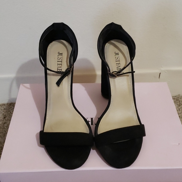 HOST PICK Black Suede JustFab Elena Heels - Picture 2 of 6